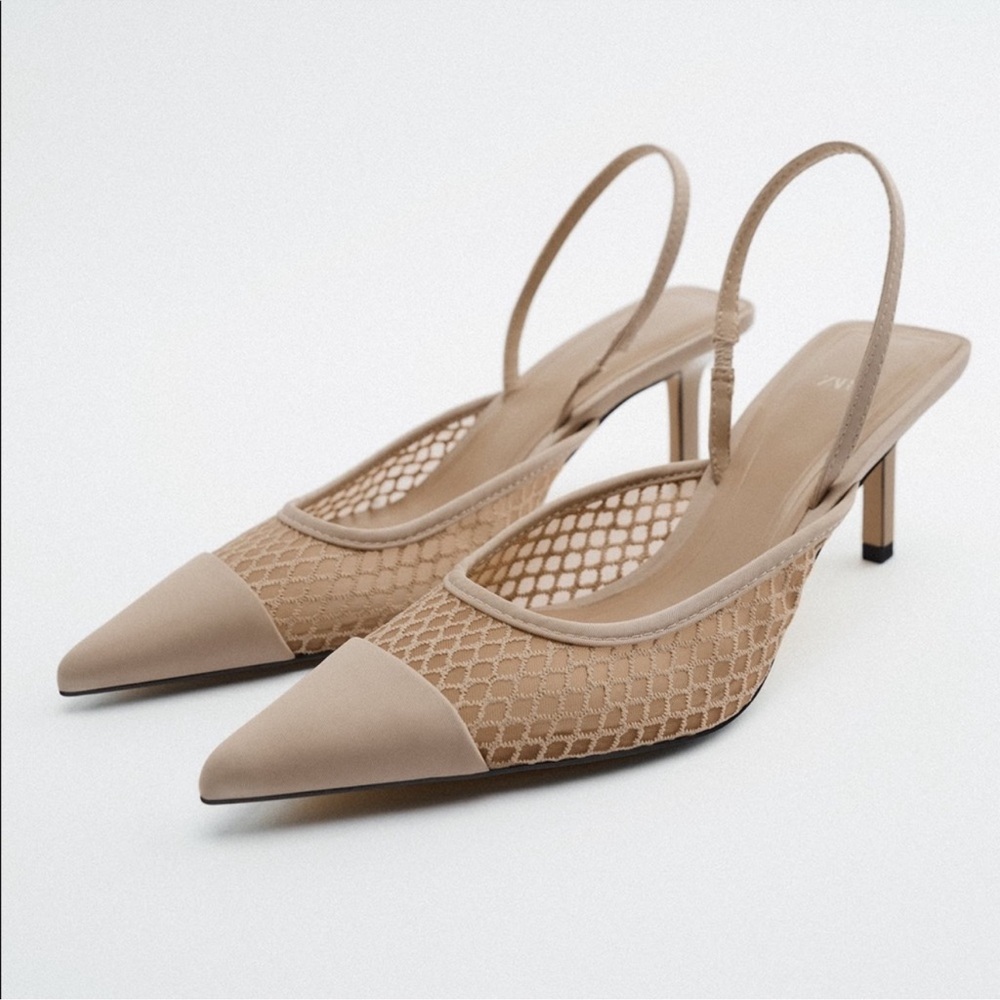 MESH SLINGBACK HEELS